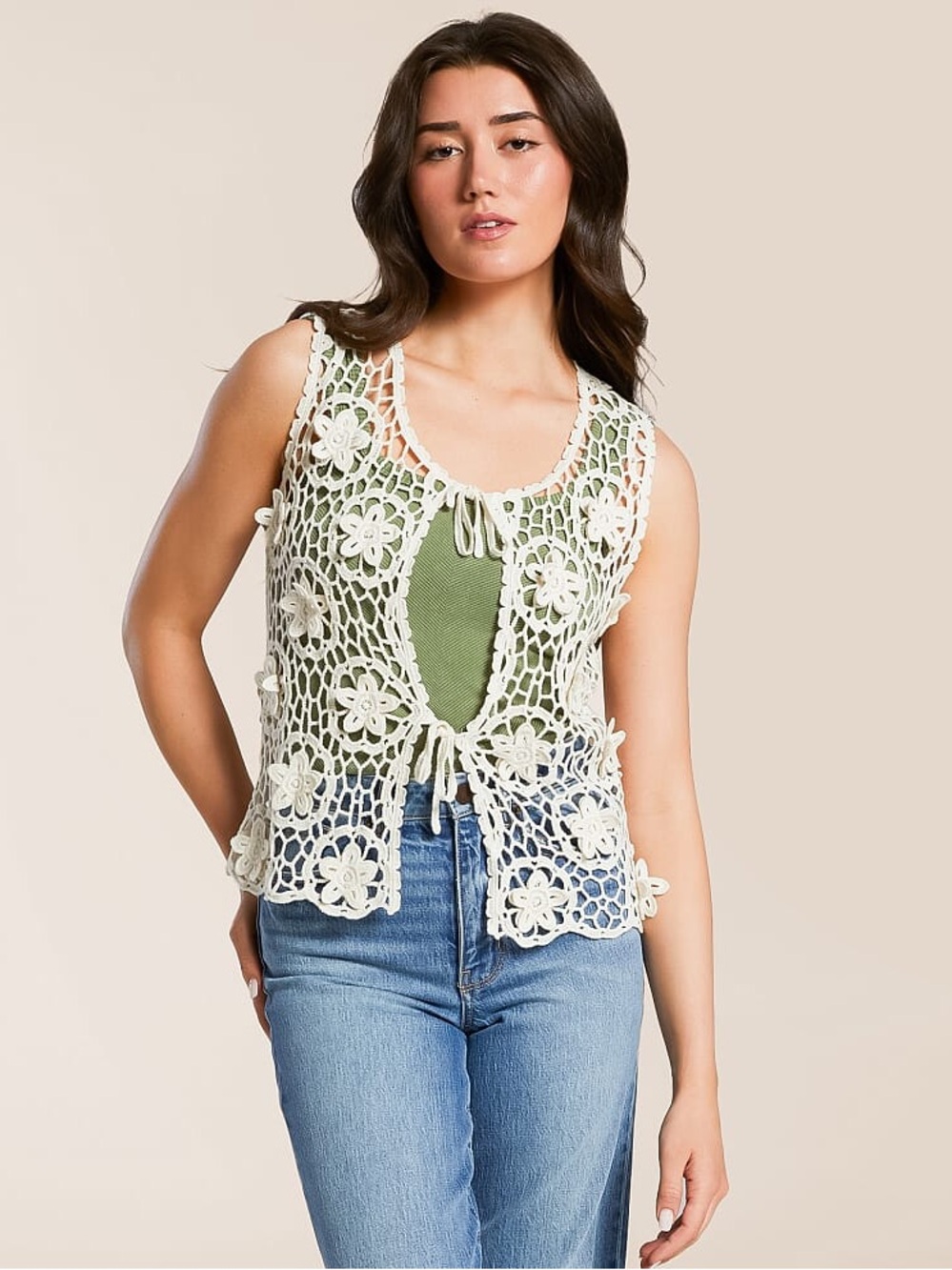 Buckle Daytrip Crochet Front Tie Tank Top